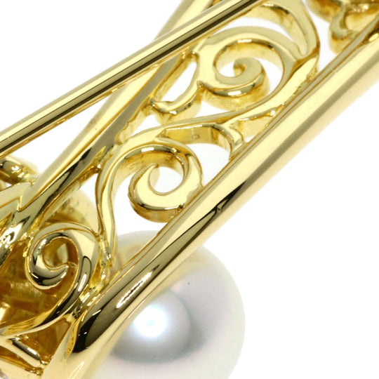 MIKIMOTO Brooch 18K Yellow Gold gold Akoya Pearl Diamond Women Used Authentic