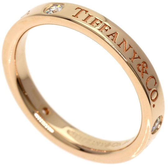 TIFFANY&Co. Ring 18K Pink Gold gold Flat Band 3P Diamond Women Used Authentic