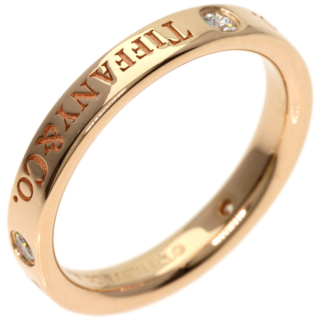 TIFFANY&Co. Ring 18K Pink Gold gold Flat Band 3P Diamond Women Used Authentic