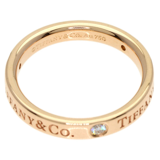 TIFFANY&Co. Ring 18K Pink Gold gold Flat Band 3P Diamond Women Used Authentic