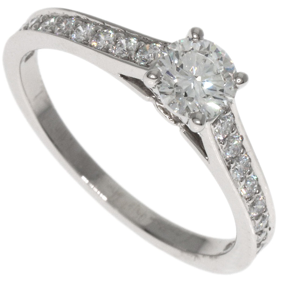 CARTIER Ring PT950 Silver Solitaire Diamond #46