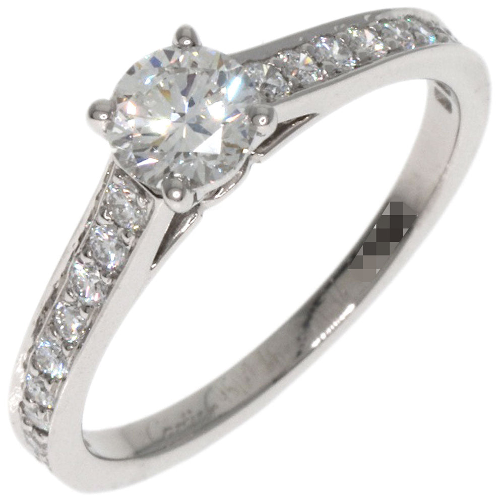 CARTIER Ring PT950 Silver Solitaire Diamond #46
