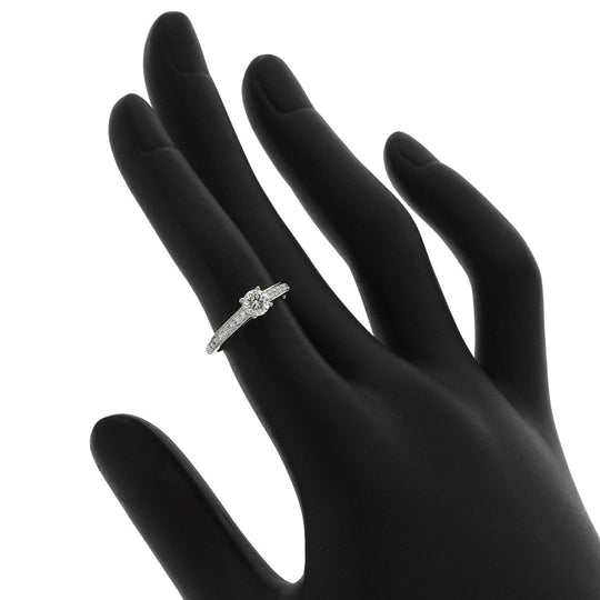 CARTIER Ring PT950 Silver Solitaire Diamond #46