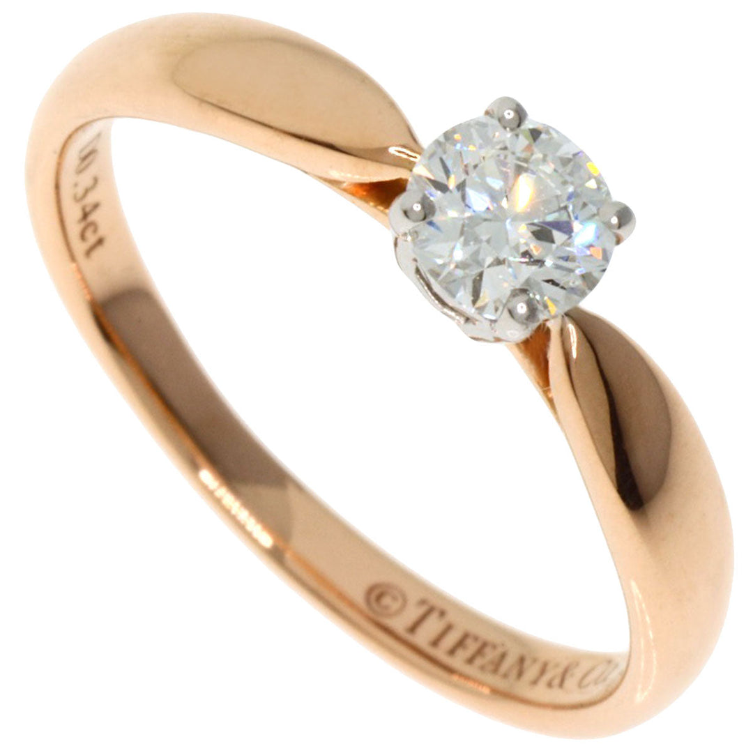 TIFFANY&Co. Ring K18PG , PT950 gold Solitaire diamond Women Used Authentic