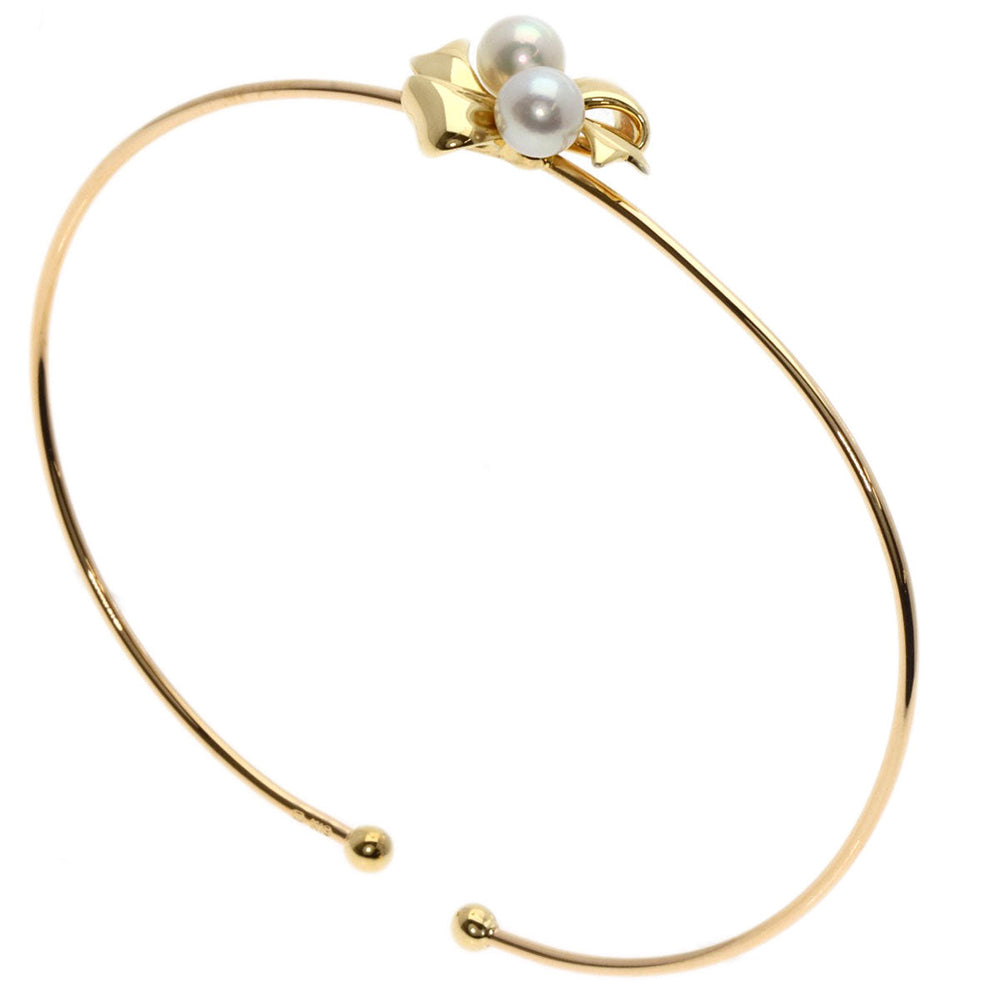 MIKIMOTO bracelet 18K Yellow Gold gold Pearl ribbon motif bangle