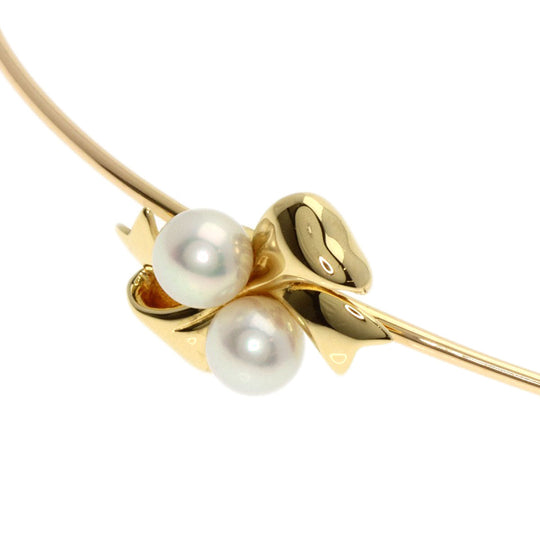MIKIMOTO bracelet 18K Yellow Gold gold Pearl ribbon motif bangle