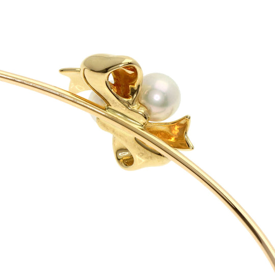 MIKIMOTO bracelet 18K Yellow Gold gold Pearl ribbon motif bangle