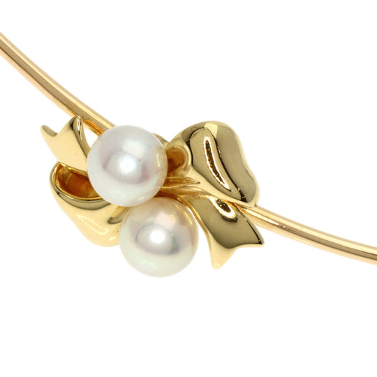 MIKIMOTO bracelet 18K Yellow Gold gold Pearl ribbon motif bangle