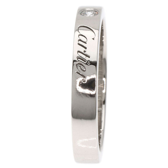 CARTIER Ring PT950 Silver Engraved 1P Diamond # 49 Women Used Authentic
