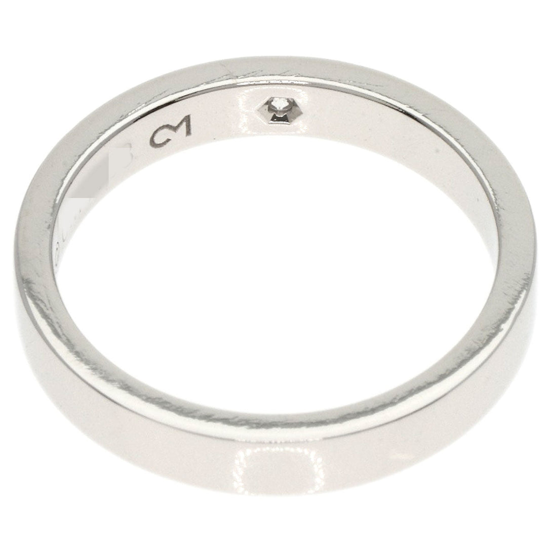 CARTIER Ring PT950 Silver Engraved 1P Diamond # 49 Women Used Authentic