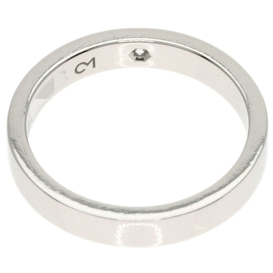 CARTIER Ring PT950 Silver Engraved 1P Diamond # 49 Women Used Authentic