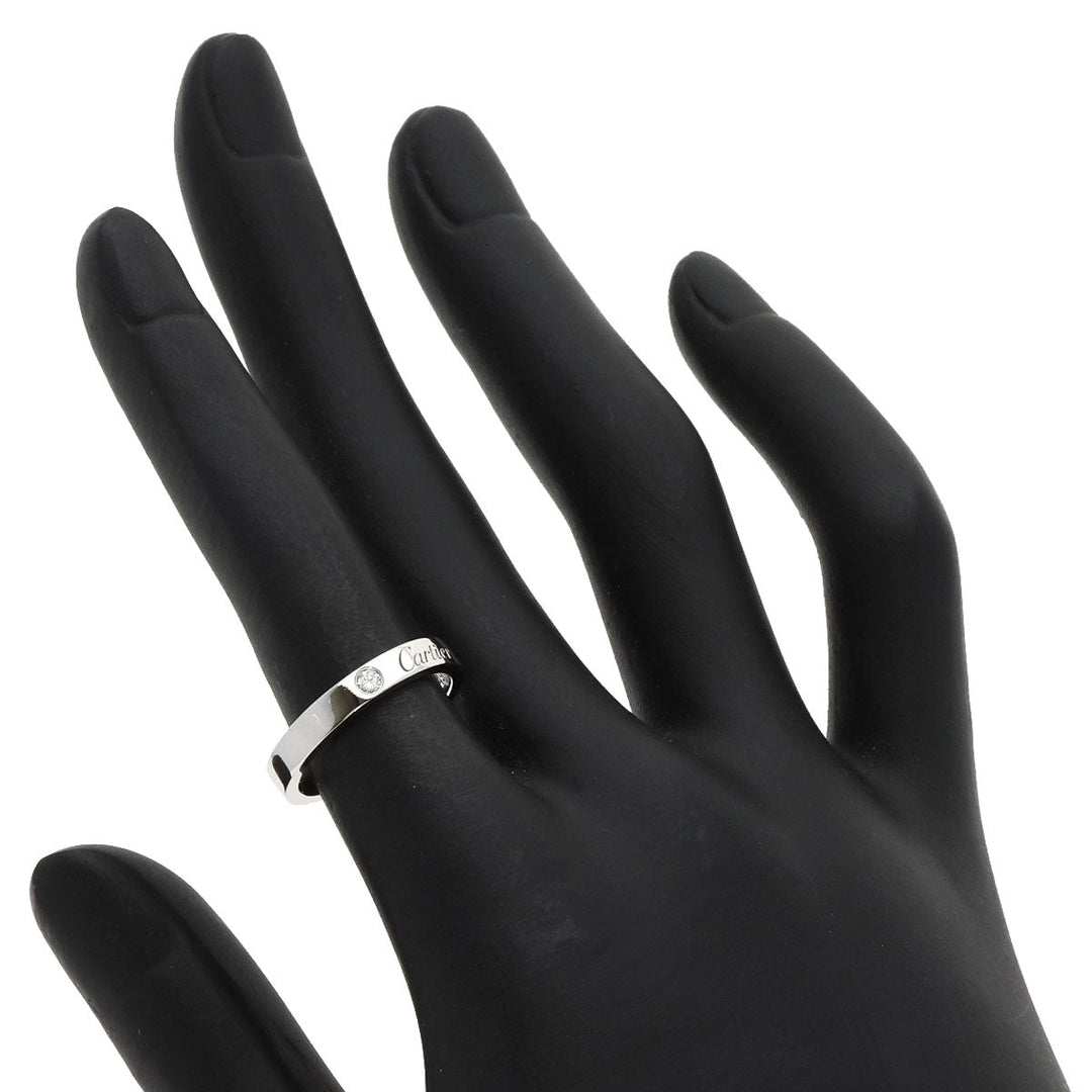 CARTIER Ring PT950 Silver Engraved 1P Diamond # 49 Women Used Authentic