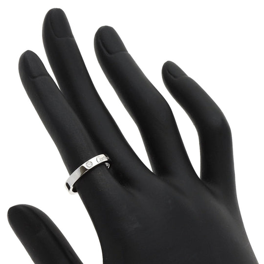 CARTIER Ring PT950 Silver Engraved 1P Diamond # 49 Women Used Authentic