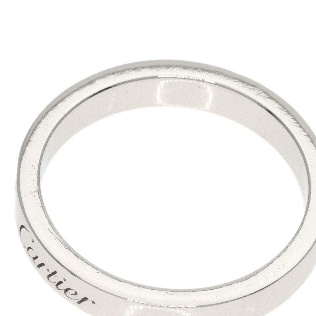 CARTIER Ring PT950 Silver Engraved 1P Diamond # 49 Women Used Authentic