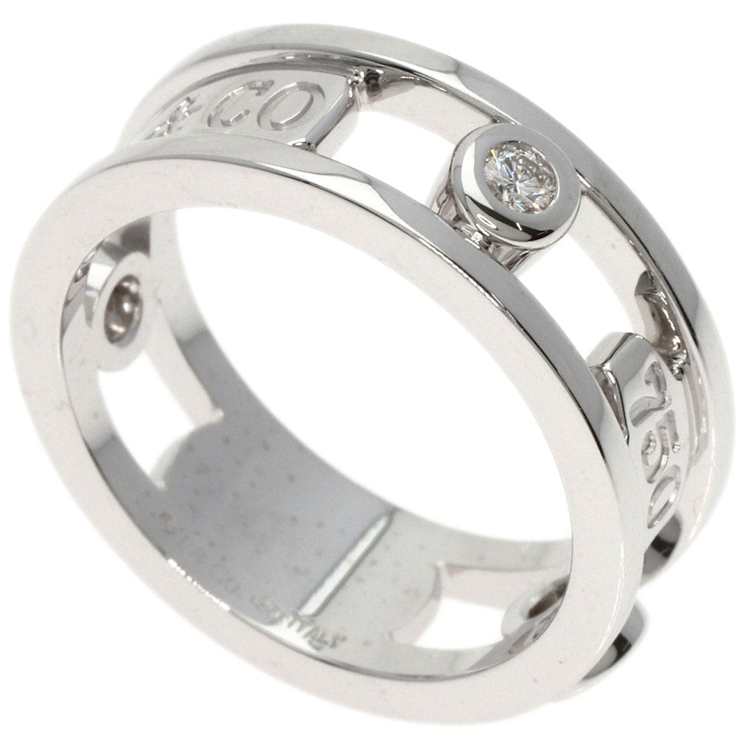 TIFFANY&Co. Ring K18WG Silver 1837 Element Double Wire 3P Diamond Women Used Authentic