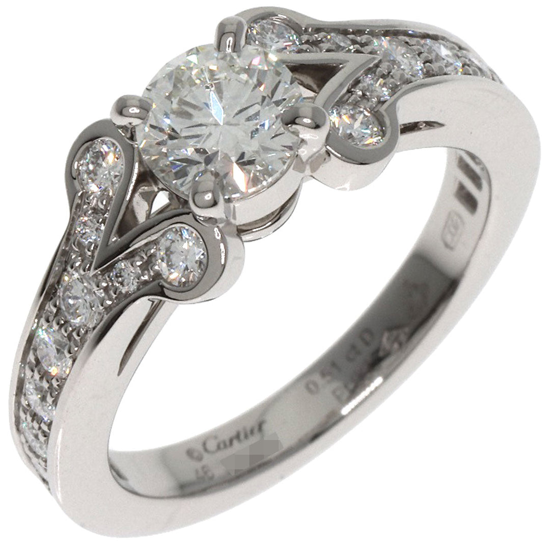 CARTIER Ring PT950 Silver Ballerina diamond # 46 Women Used Authentic