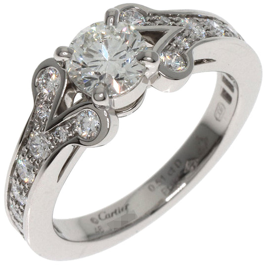 CARTIER Ring PT950 Silver Ballerina diamond # 46 Women Used Authentic