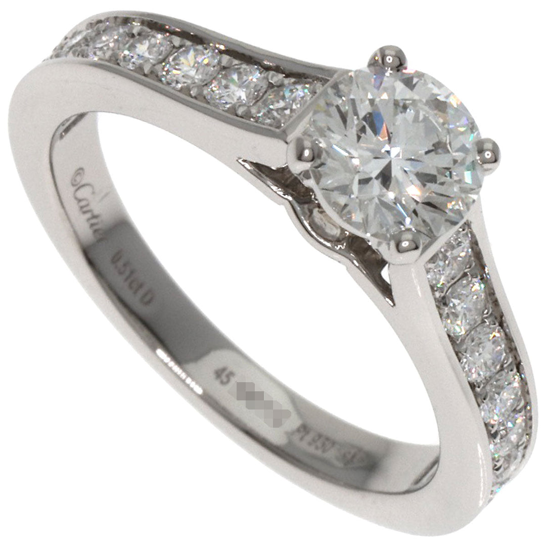 CARTIER Ring PT950 Silver Solitaire Diamond #45