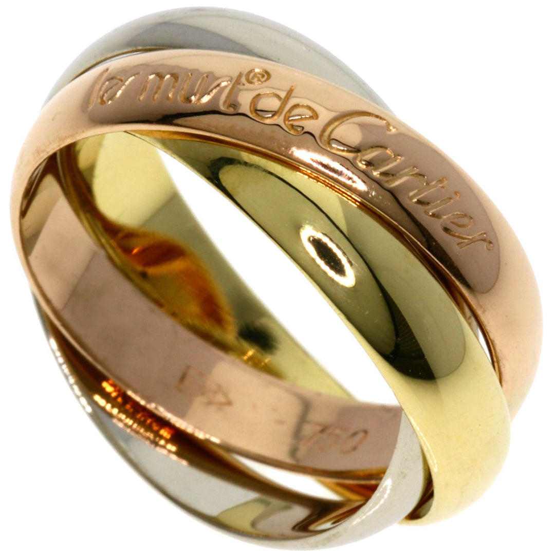 CARTIER Ring K18YG , K18WG , K18PG gold Trinity #49 Women Used Authentic