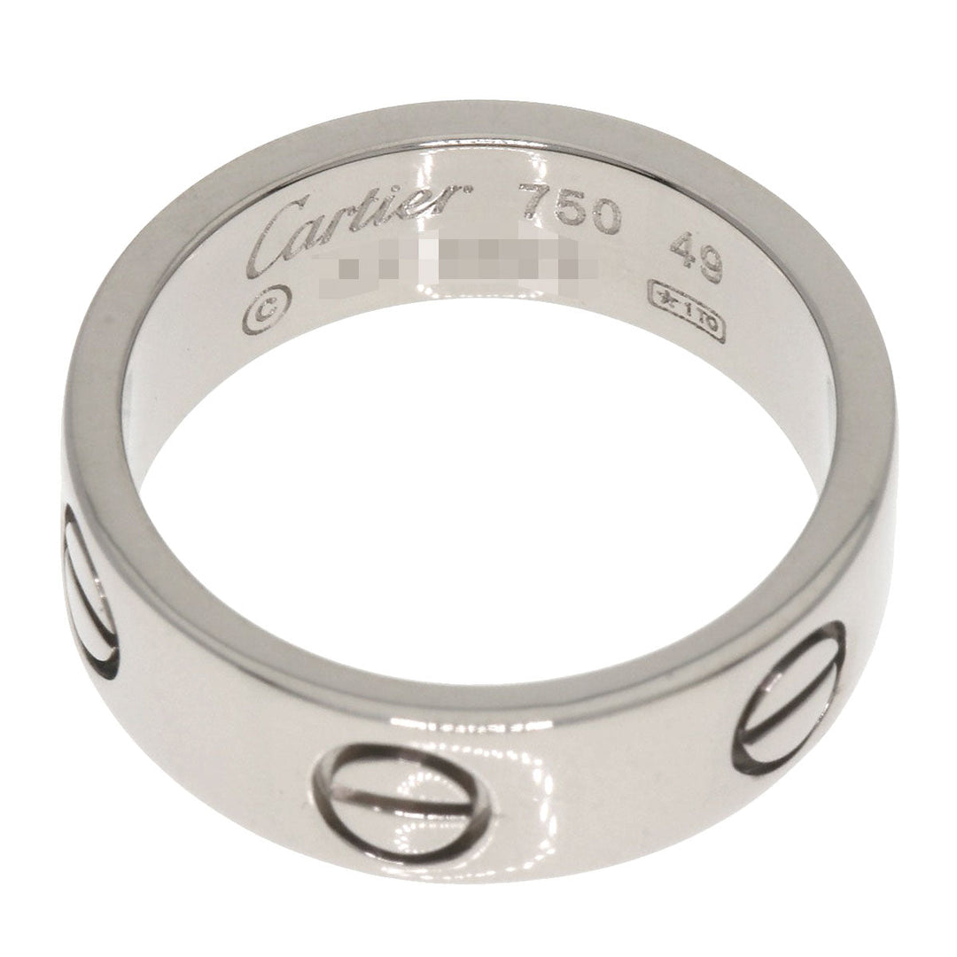 CARTIER Ring K18WG Silver Love Ring #49 Women Used Authentic