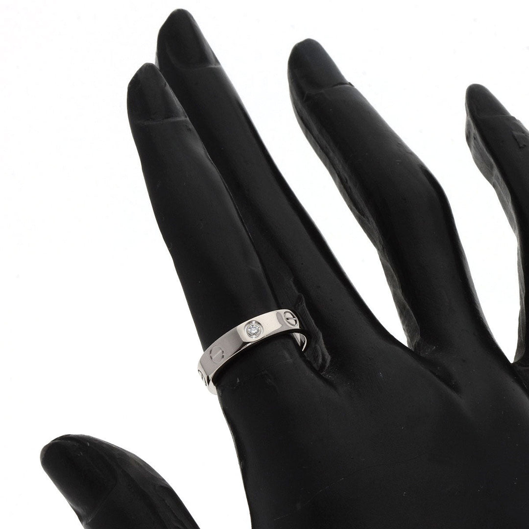 CARTIER Ring K18WG Silver Mini love ring 1P Diamond #49 Women Used Authentic