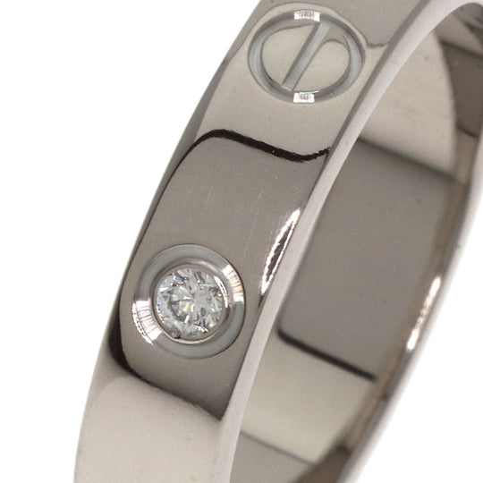 CARTIER Ring K18WG Silver Mini love ring 1P Diamond #49 Women Used Authentic