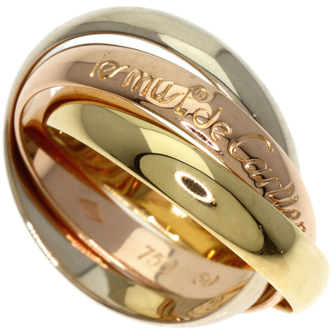 CARTIER Ring K18YG , K18WG , K18PG gold Trinity #50 Women Used Authentic