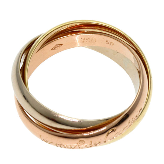 CARTIER Ring K18YG , K18WG , K18PG gold Trinity #50 Women Used Authentic