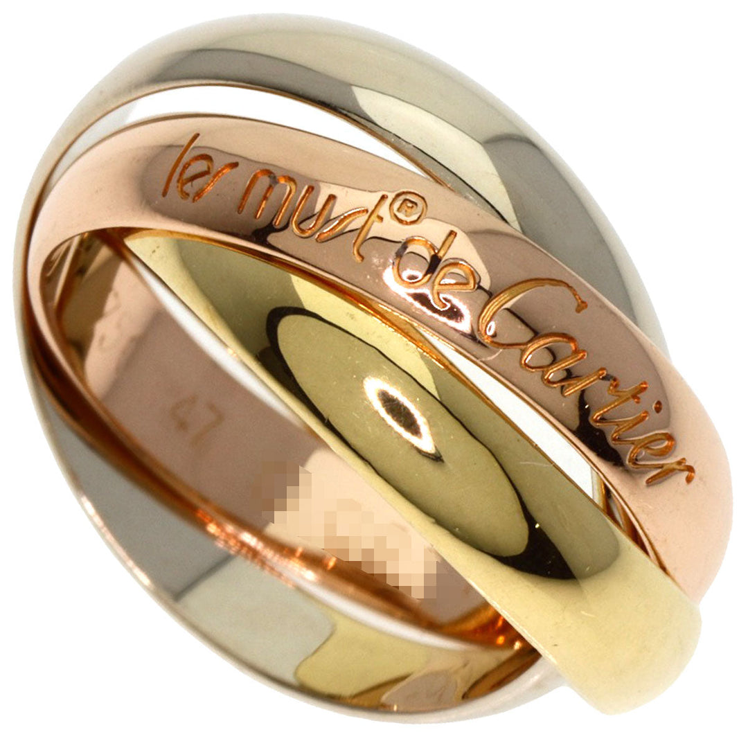 CARTIER Ring K18YG , K18WG , K18PG gold Trinity #47 Women Used Authentic