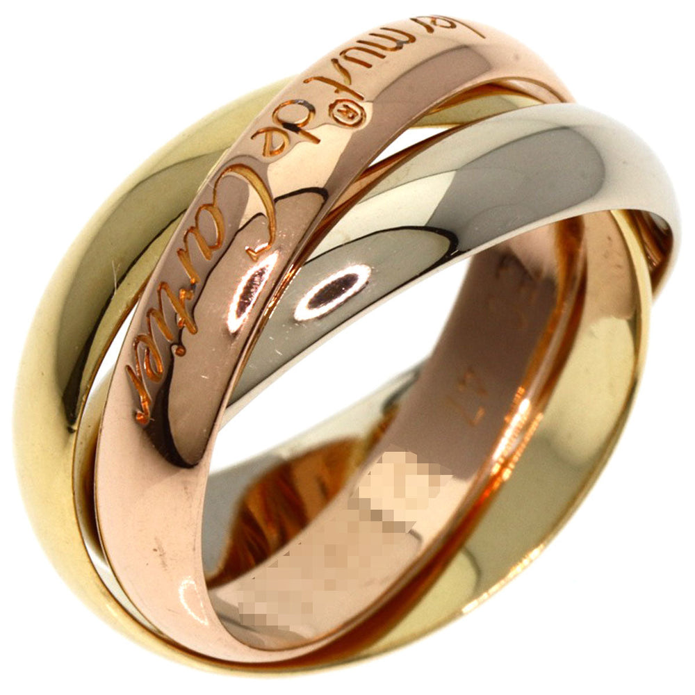 CARTIER Ring K18YG , K18WG , K18PG gold Trinity #47 Women Used Authentic