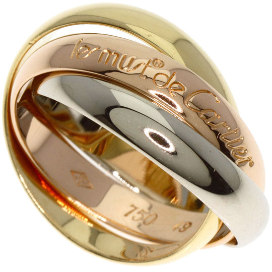 CARTIER Ring K18YG , K18WG , K18PG gold Trinity #49 Women Used Authentic