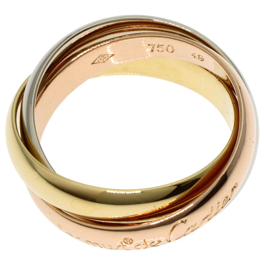 CARTIER Ring K18YG , K18WG , K18PG gold Trinity #49 Women Used Authentic