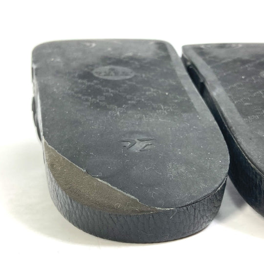 GUCCI Sandals 573922 rubber black Flat petanko GG Women's Slide Sandals mens 39 Used Authentic