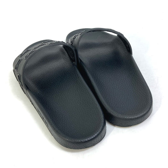 GUCCI Sandals 573922 rubber black Flat petanko GG Women's Slide Sandals mens 39 Used Authentic