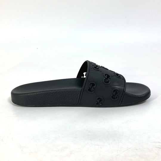 GUCCI Sandals 573922 rubber black Flat petanko GG Women's Slide Sandals mens 39 Used Authentic