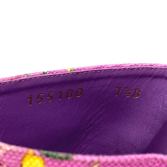 GUCCI Sandals 155100 Canvas/Leather, Canvas x Leather purple flat Flora floral pattern flower 7.5