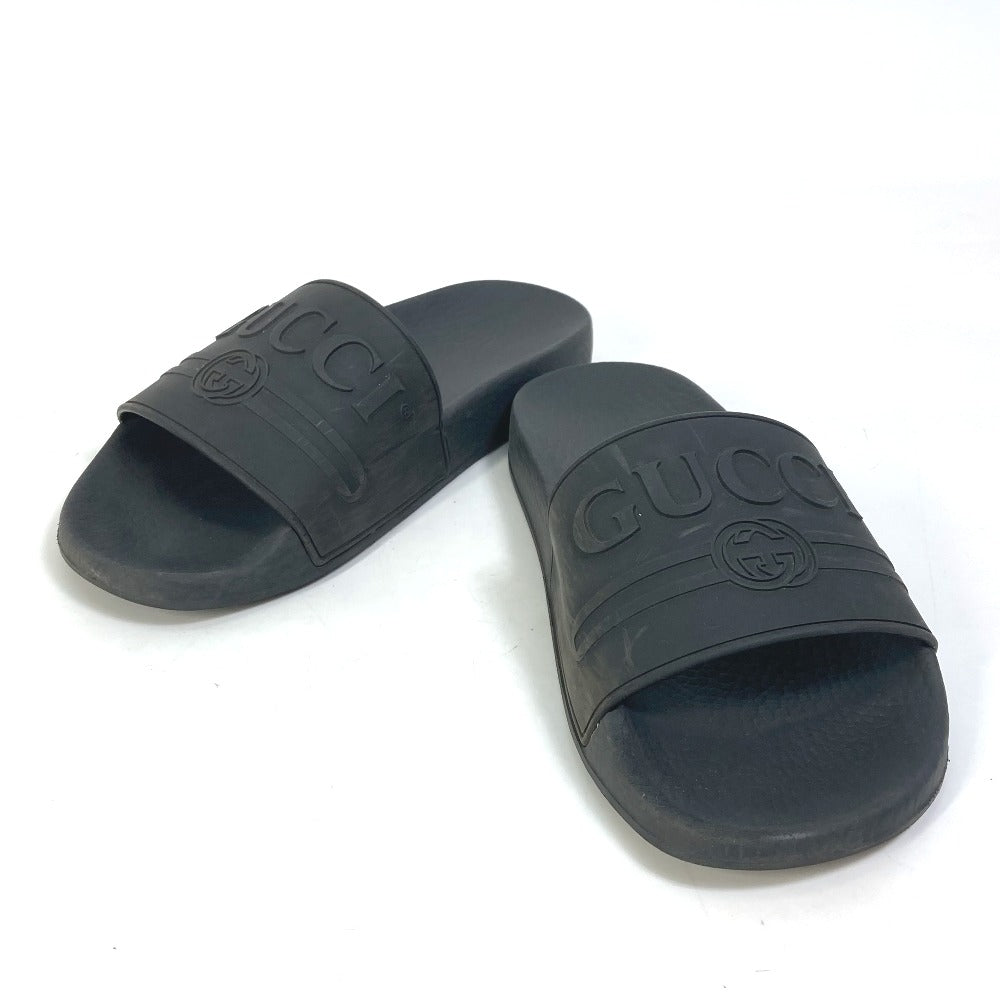 GUCCI Sandals 525140 rubber black Beach sandal logo slide Women 37 Used Authentic