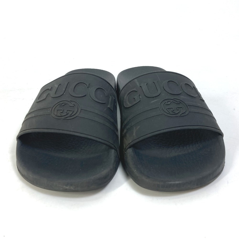 GUCCI Sandals 525140 rubber black Beach sandal logo slide Women 37 Used Authentic