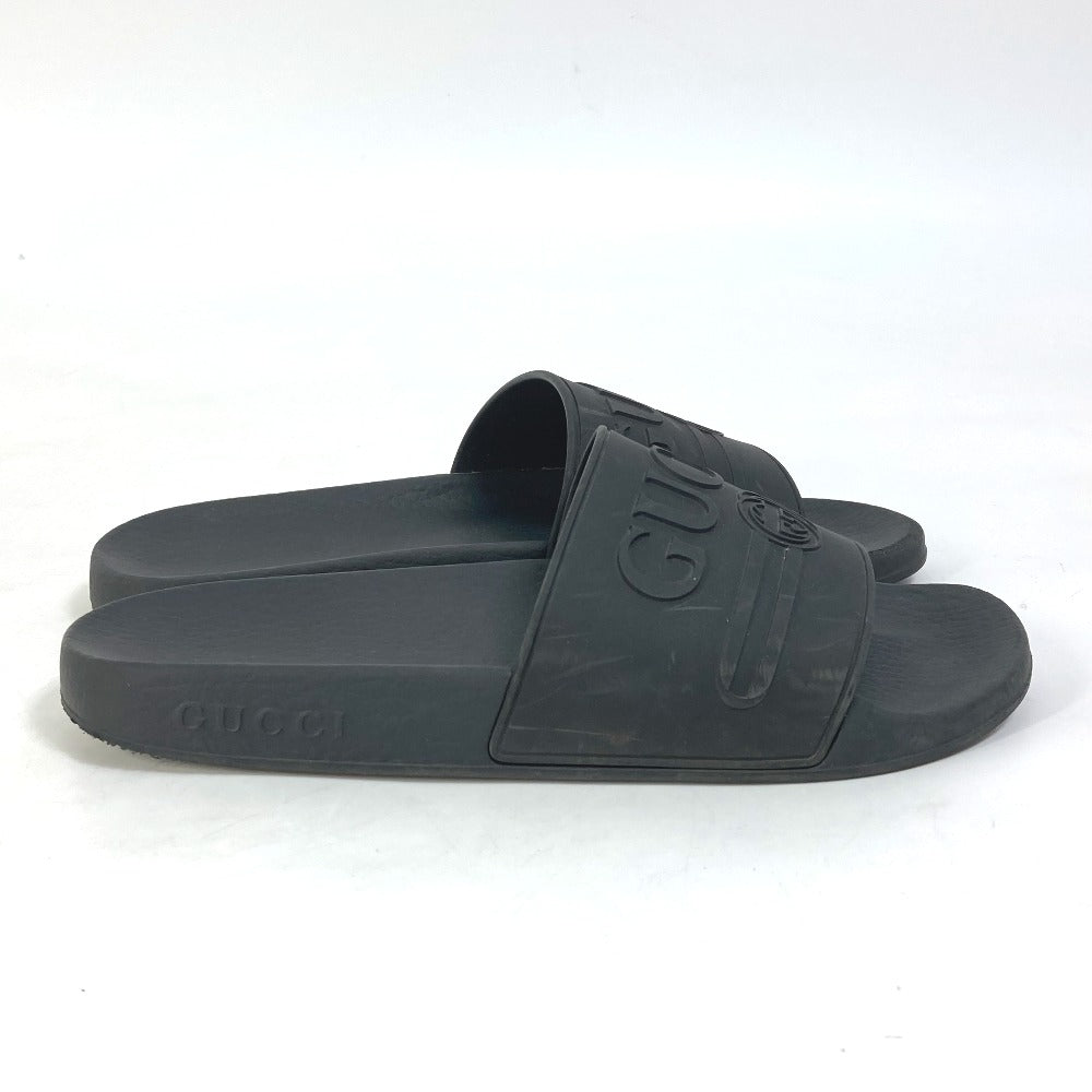 GUCCI Sandals 525140 rubber black Beach sandal logo slide Women 37 Used Authentic