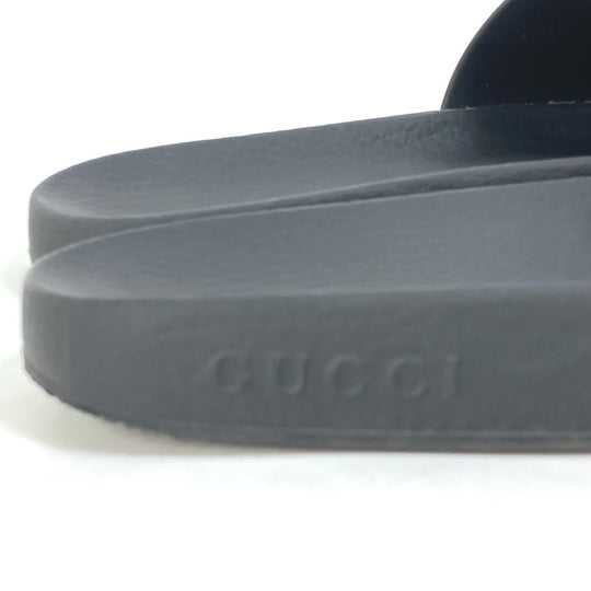 GUCCI Sandals 525140 rubber black Beach sandal logo slide Women 37 Used Authentic