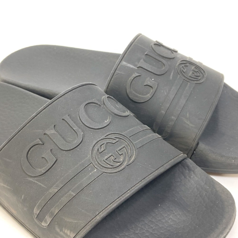 GUCCI Sandals 525140 rubber black Beach sandal logo slide Women 37 Used Authentic