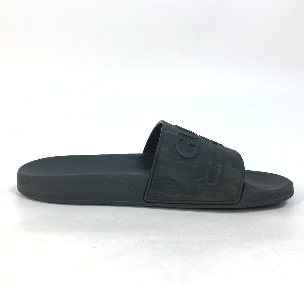 GUCCI Sandals 525140 rubber black Beach sandal logo slide Women 37 Used Authentic