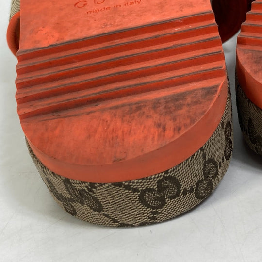 GUCCI Sandals 679947 Canvas, GG Canvas Orange North Face THE NORTH FACE collaboration logo GG mens 41 Used Authentic