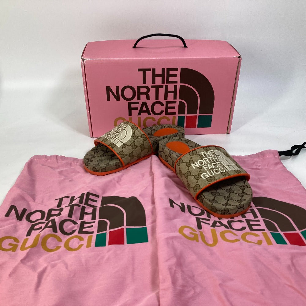 GUCCI Sandals 679947 Canvas, GG Canvas Orange North Face THE NORTH FACE collaboration logo GG mens 41 Used Authentic