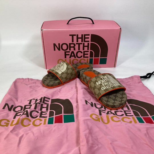 GUCCI Sandals 679947 Canvas, GG Canvas Orange North Face THE NORTH FACE collaboration logo GG mens 41 Used Authentic