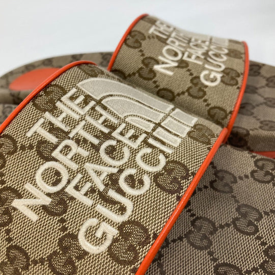 GUCCI Sandals 679947 Canvas, GG Canvas Orange North Face THE NORTH FACE collaboration logo GG mens 41 Used Authentic