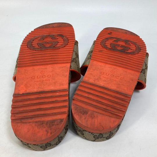 GUCCI Sandals 679947 Canvas, GG Canvas Orange North Face THE NORTH FACE collaboration logo GG mens 41 Used Authentic