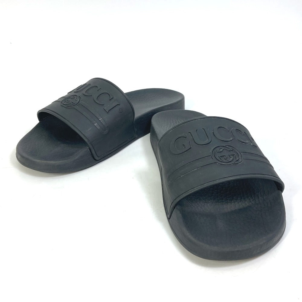 GUCCI Sandals 522887 rubber black logo slide Women 7 Used Authentic
