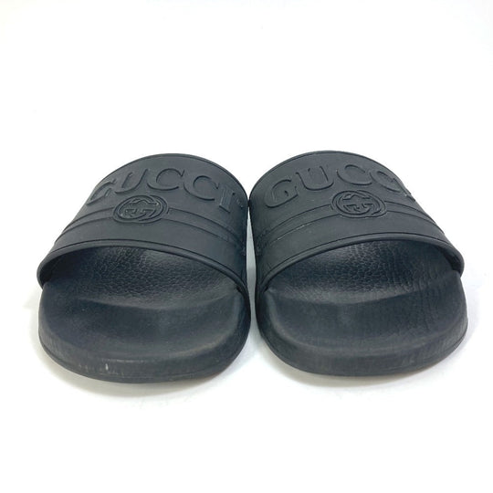 GUCCI Sandals 522887 rubber black logo slide Women 7 Used Authentic