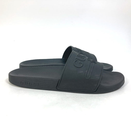 GUCCI Sandals 522887 rubber black logo slide Women 7 Used Authentic